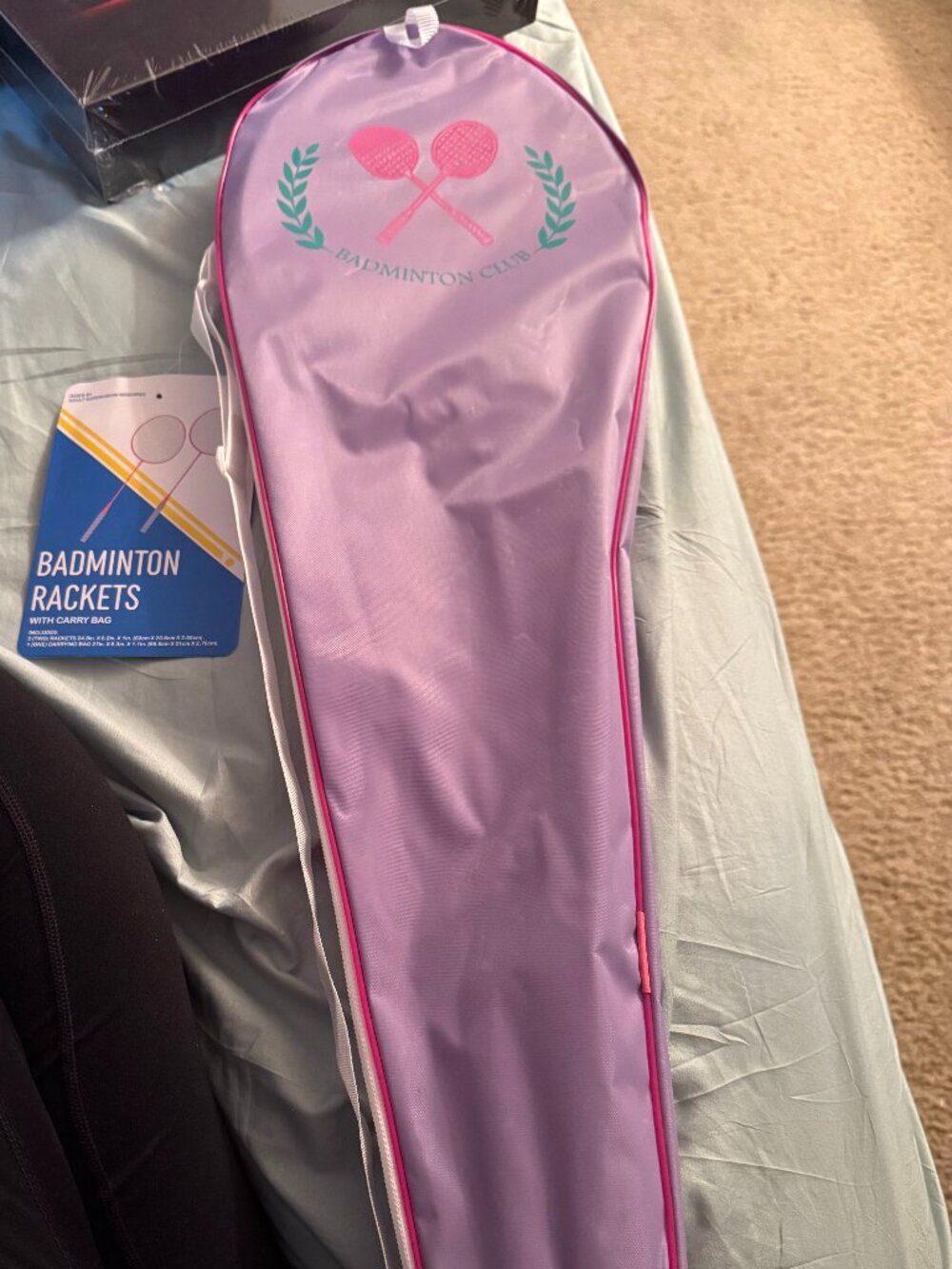 Pink badminton rackets set 2 rackets with carry bag nwt kids outdoor